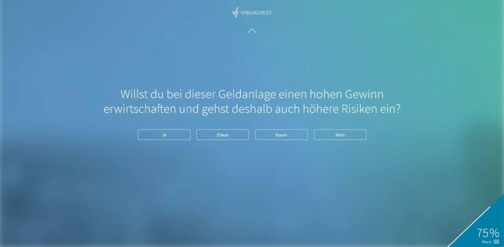 Schritt 10: Eine weitere Abfrage zu deine Risikotoleranz (Kontrollfrage)| Bildquelle: Screenshot von VisualVest