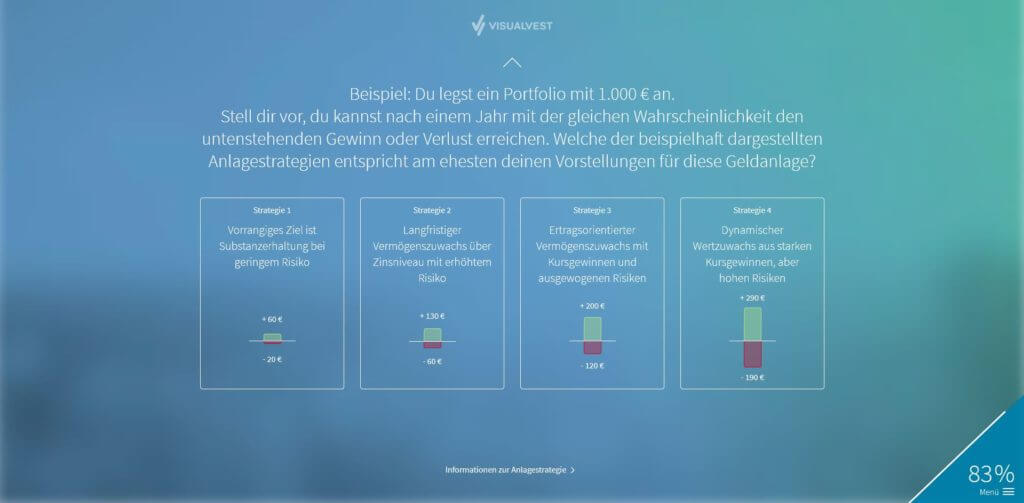 Adım 11: Risk toleransınız hakkında bir soru daha (kontrol sorusu 2)| Resim kaynağı: VisualVest'ten ekran görüntüsü