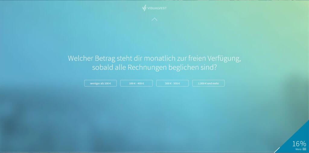 Schritt 3:Auswahl monatlich verfügbarer Betrag | Bildquelle: Screenshot von VisualVest