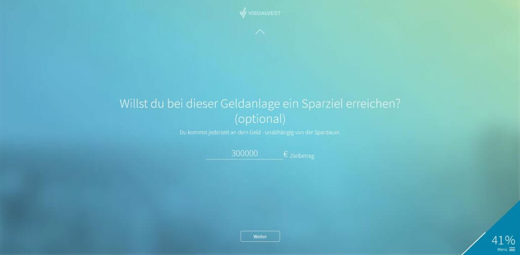 (Optional) Schritt 6:Eingabe Sparziel| Bildquelle: Screenshot von VisualVest