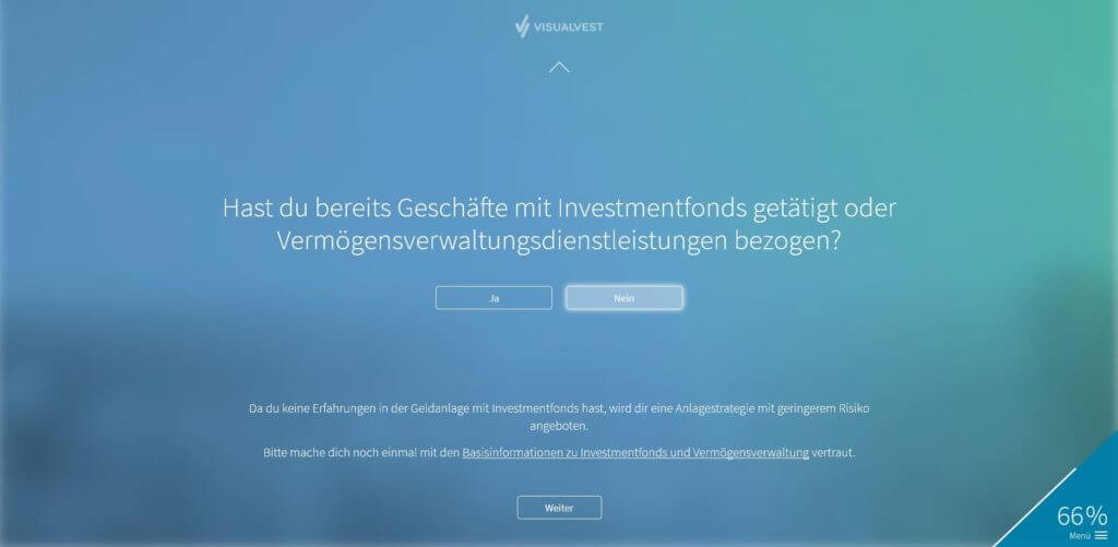 Schritt 8: Erfahrung mit Investmentfonds
| Bildquelle: Screenshot von VisualVest