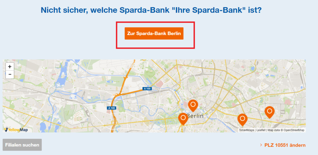 Find Sparda Bank branch Step 2