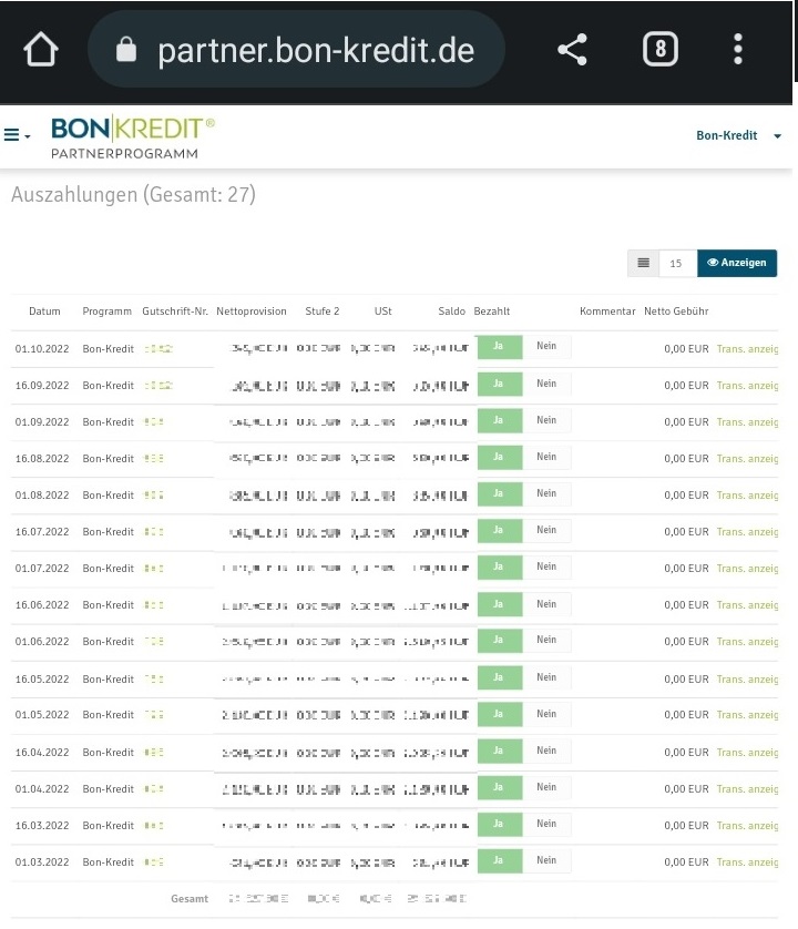 Bon-Kredit Ortak Programı Ödemesi 2 haftalık