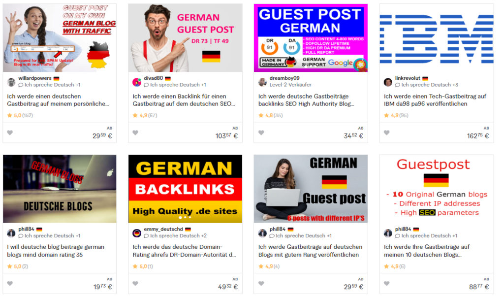 Auf Webseiten wie Fiverr oder Upwork gibt es viele Freelancer, die Sponsored Post auf Ihren Seiten verkaufen