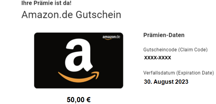 Mein 50 Euro Amazon Gutschein von Swagbucks