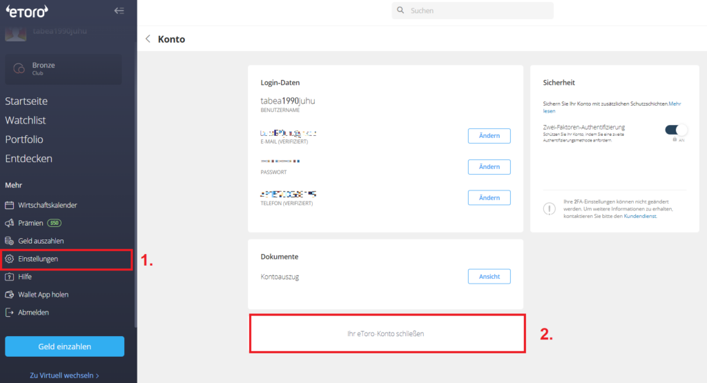 eToro Account kündigen